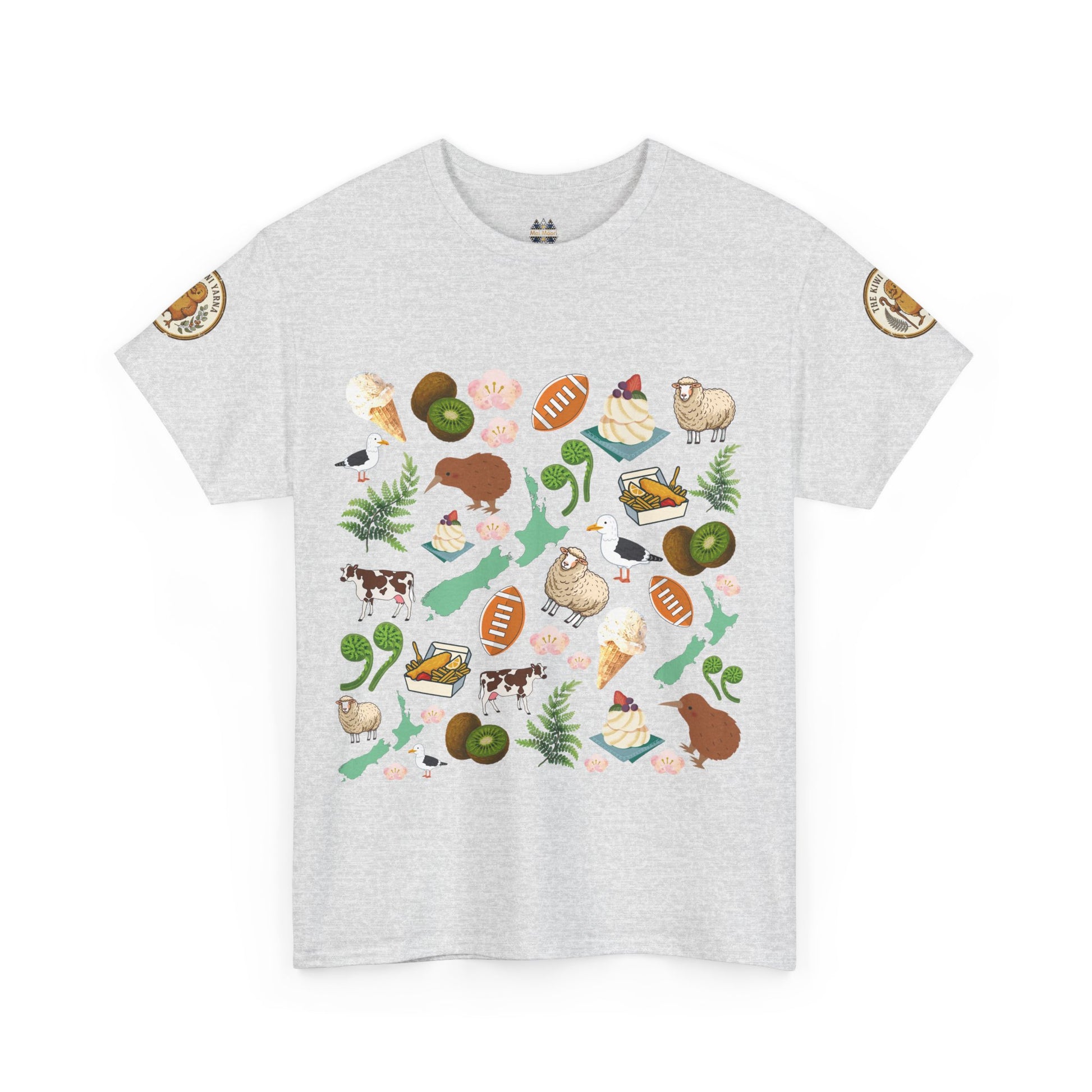 Ash Kiwiana graphic T-shirt, crewneck, short sleeves, colorful bird and flora print