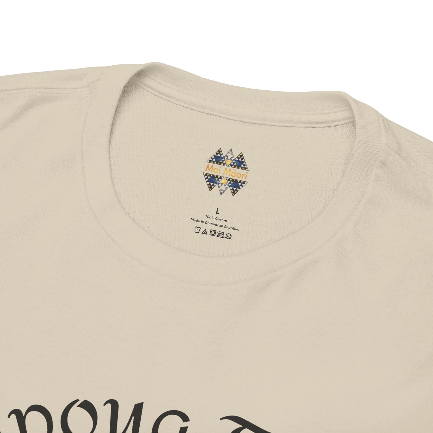 Beige T-shirt crew neck with small chest logo