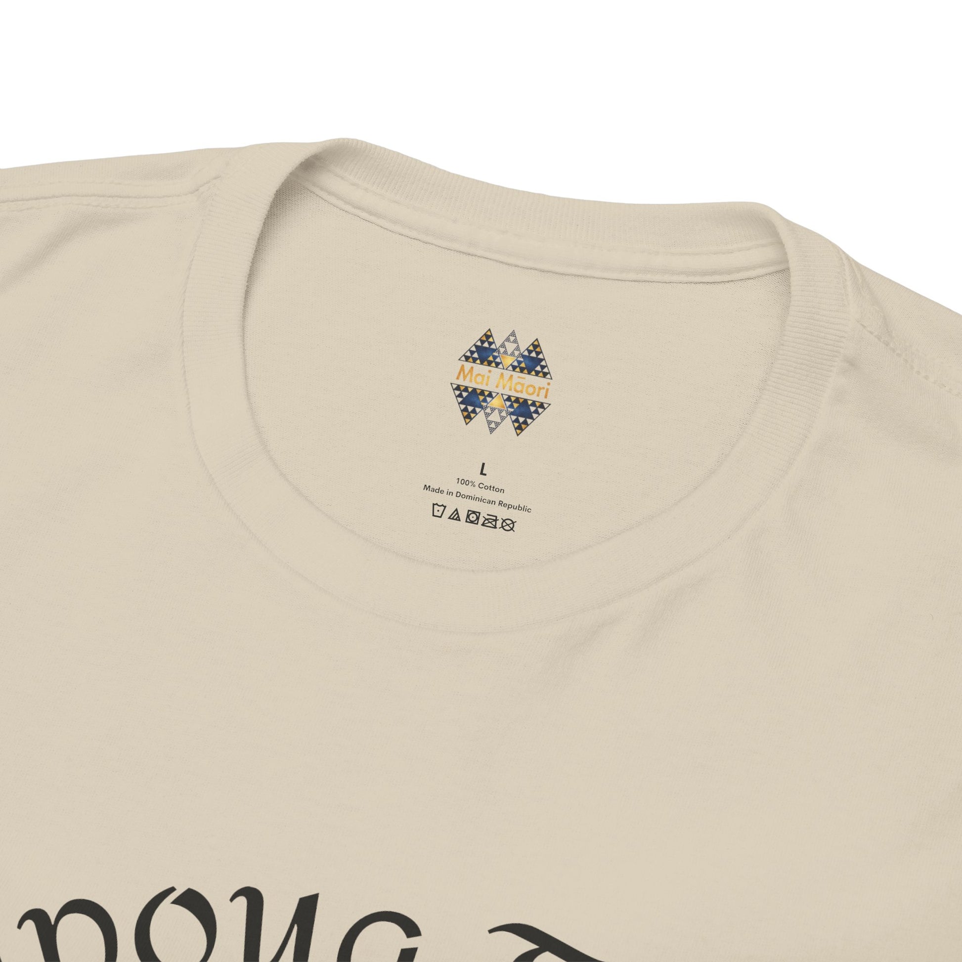 Beige T-shirt crew neck with small chest logo