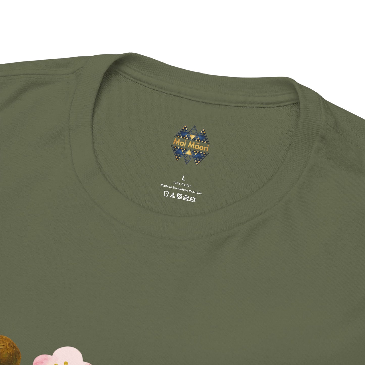 Dark green crewneck T-shirt with small chest logo near neckline