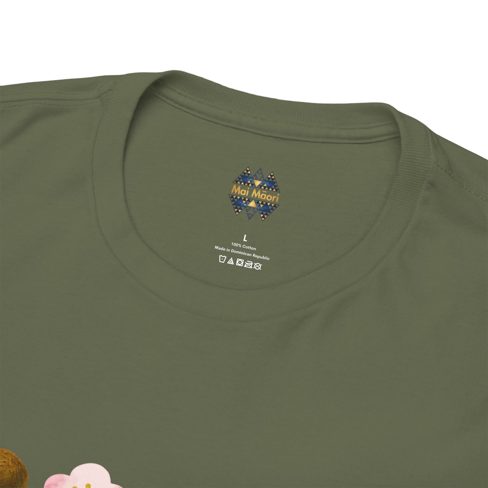 Dark green crewneck T-shirt with small chest logo near neckline