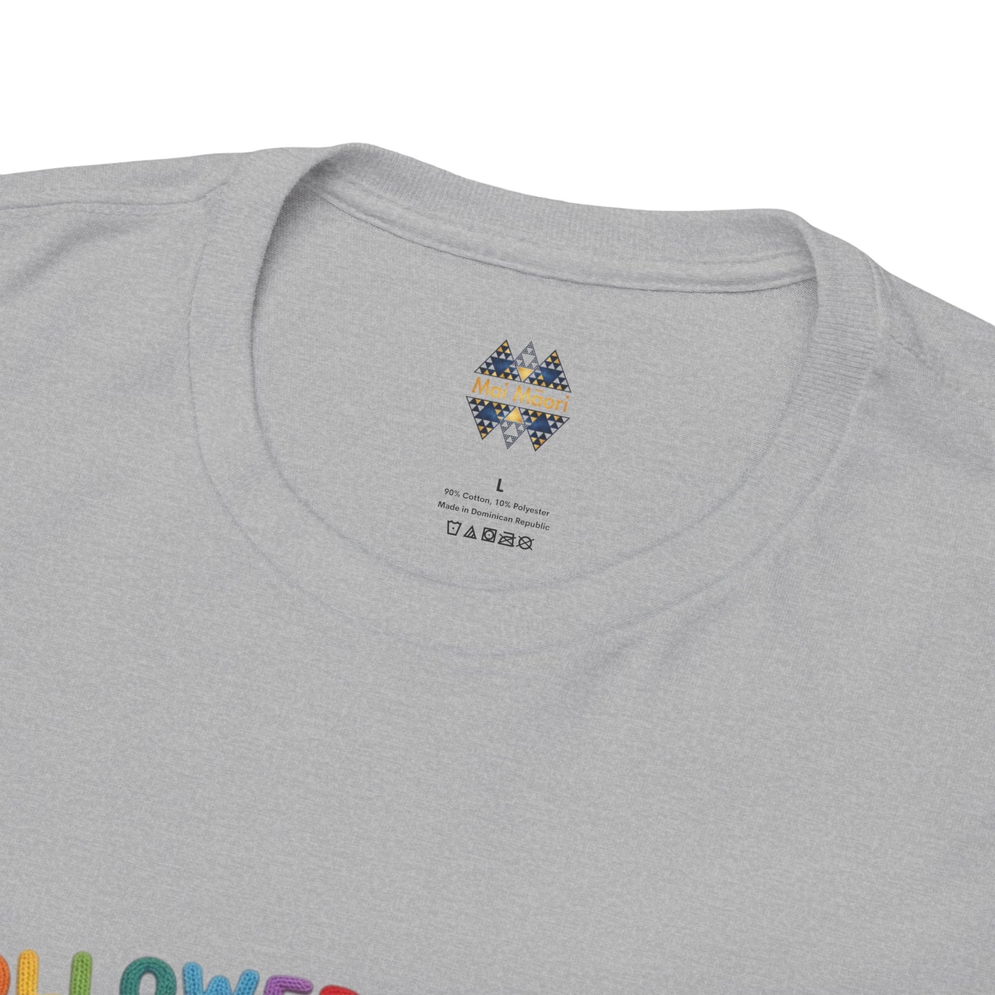 Heather gray T-shirt neckline with small chest logo print