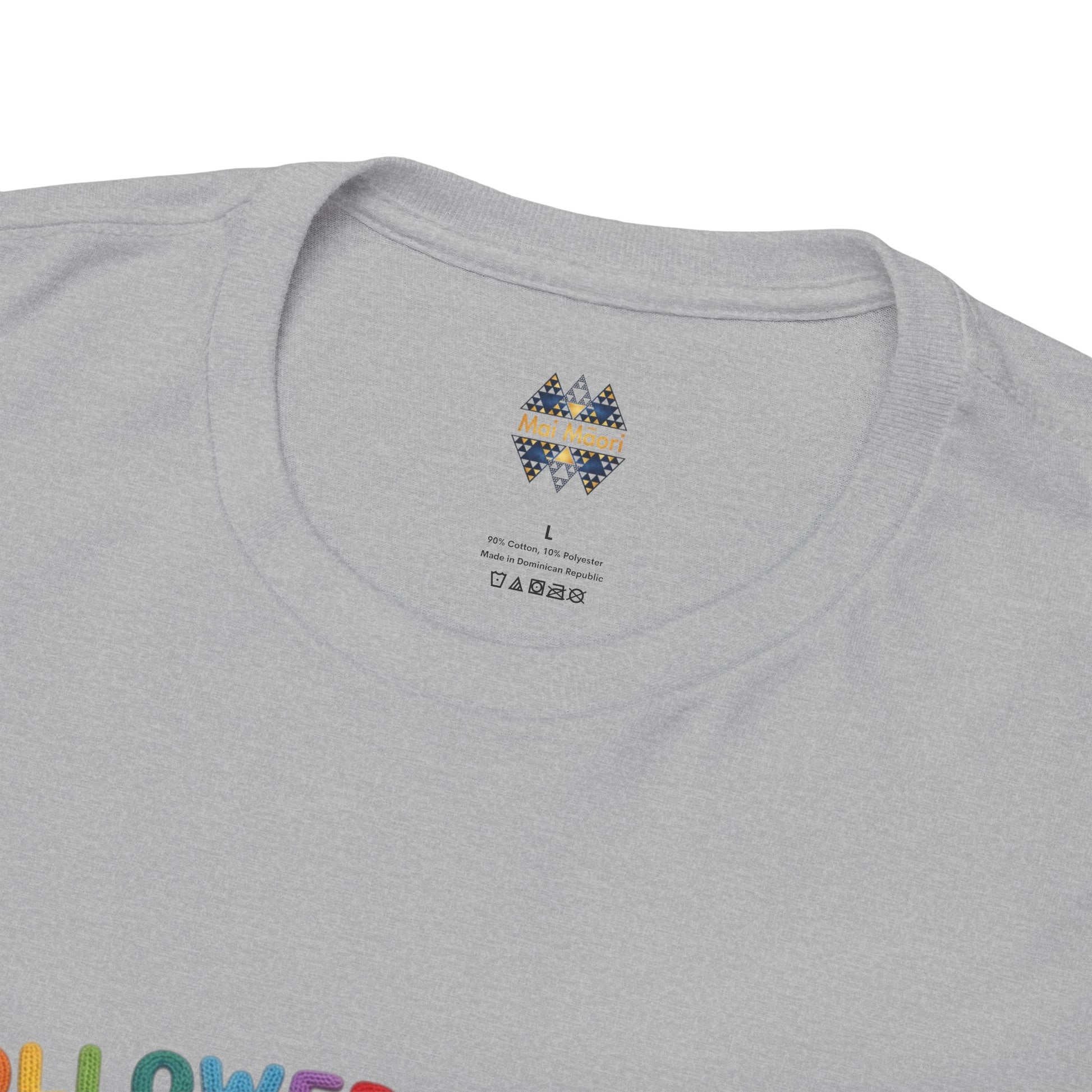 Heather gray T-shirt neckline with small chest logo print