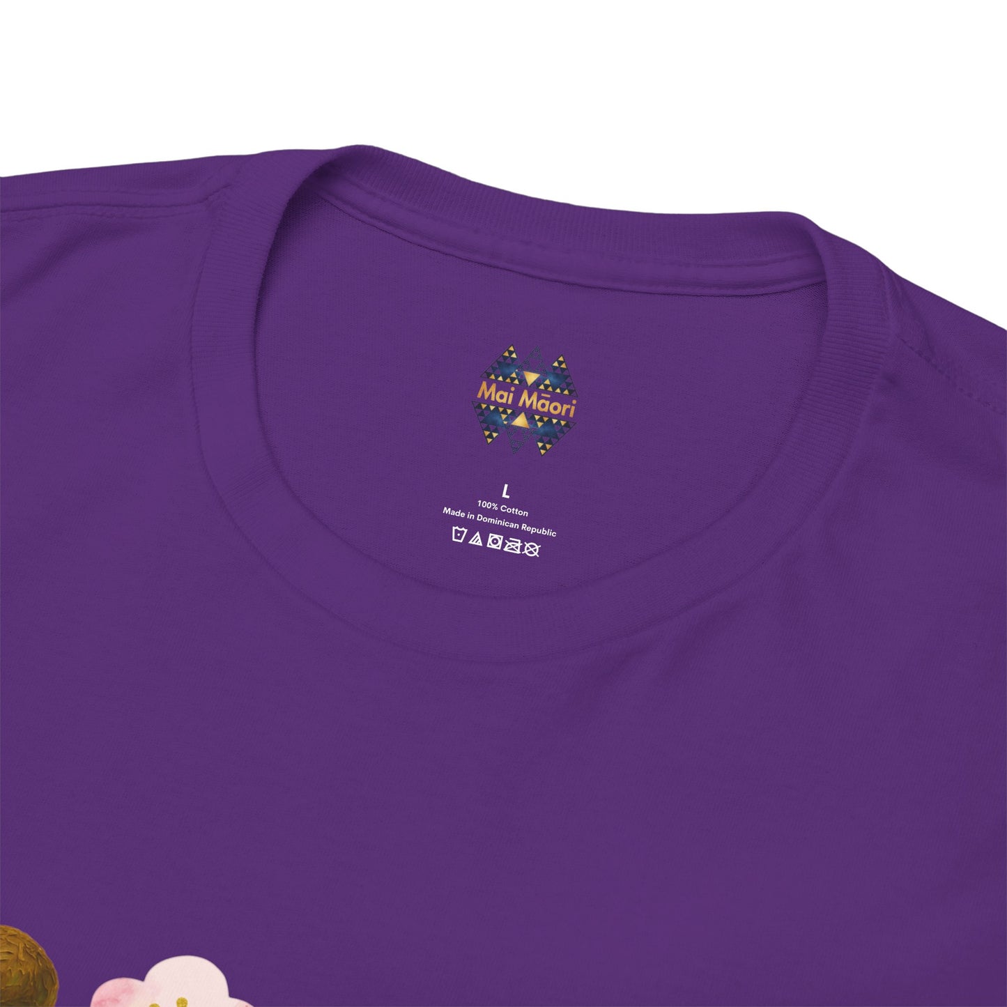 Kiwiana t-shirt in purple, small chest logo under crew neckline