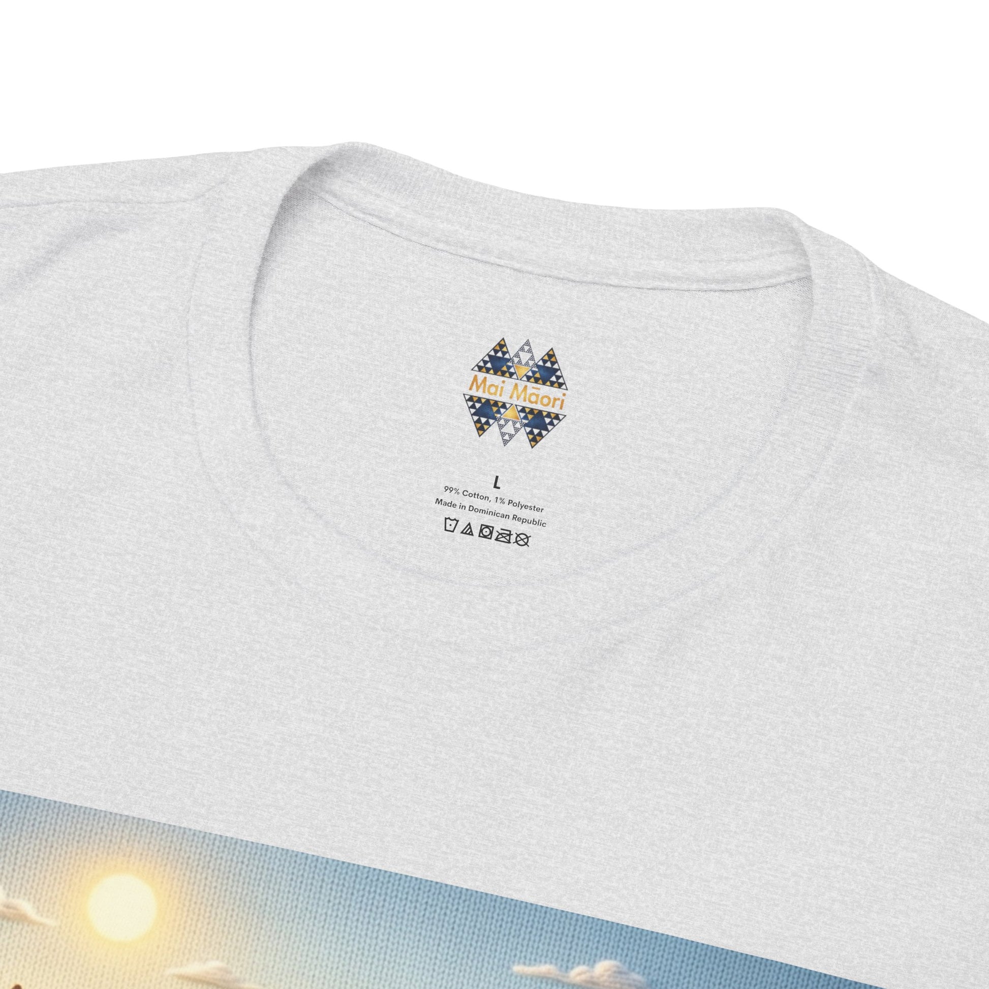 Light gray T-shirt back neck with small diamond logo