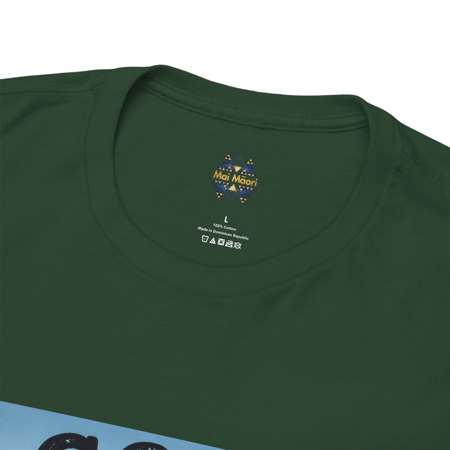 Forest green T-shirt with small chest logo and crew neck