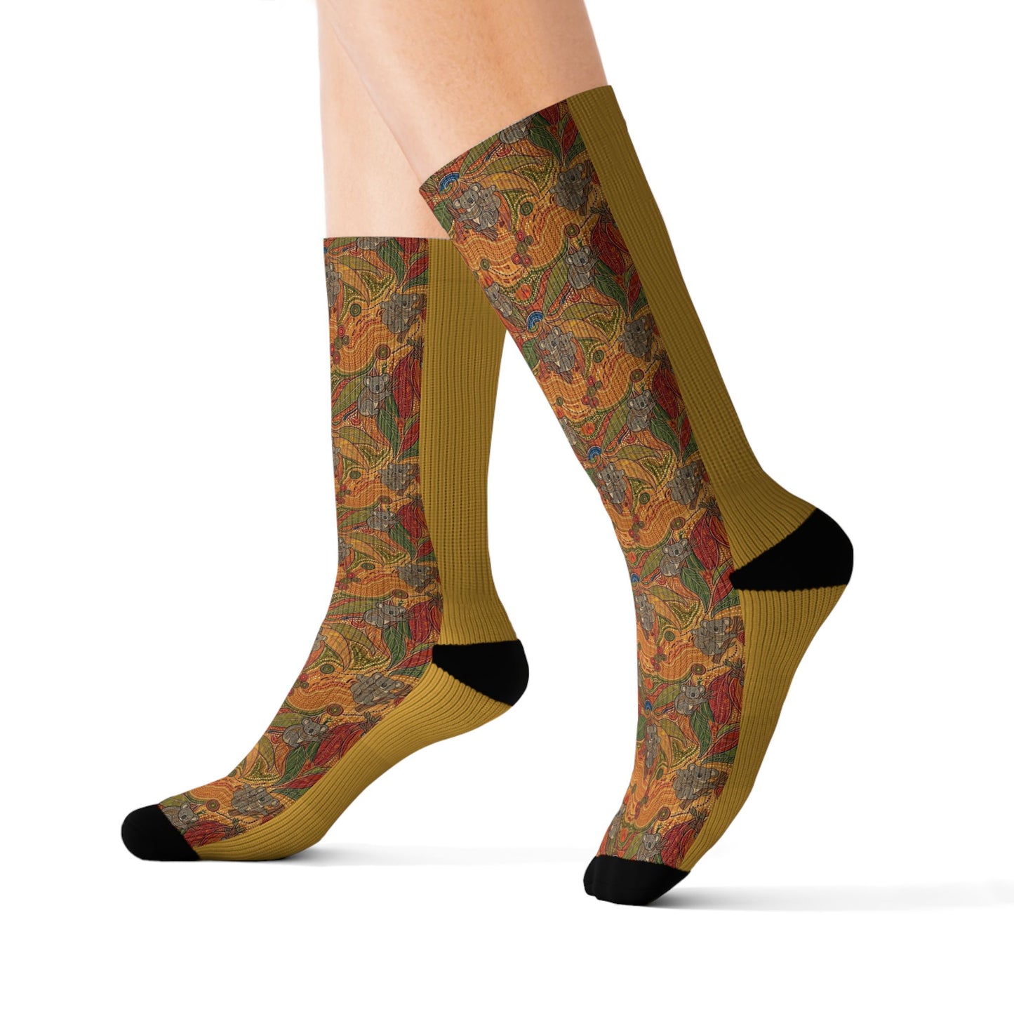 Autumn Leaves Sublimation Socks — Fall Pattern Crew Socks