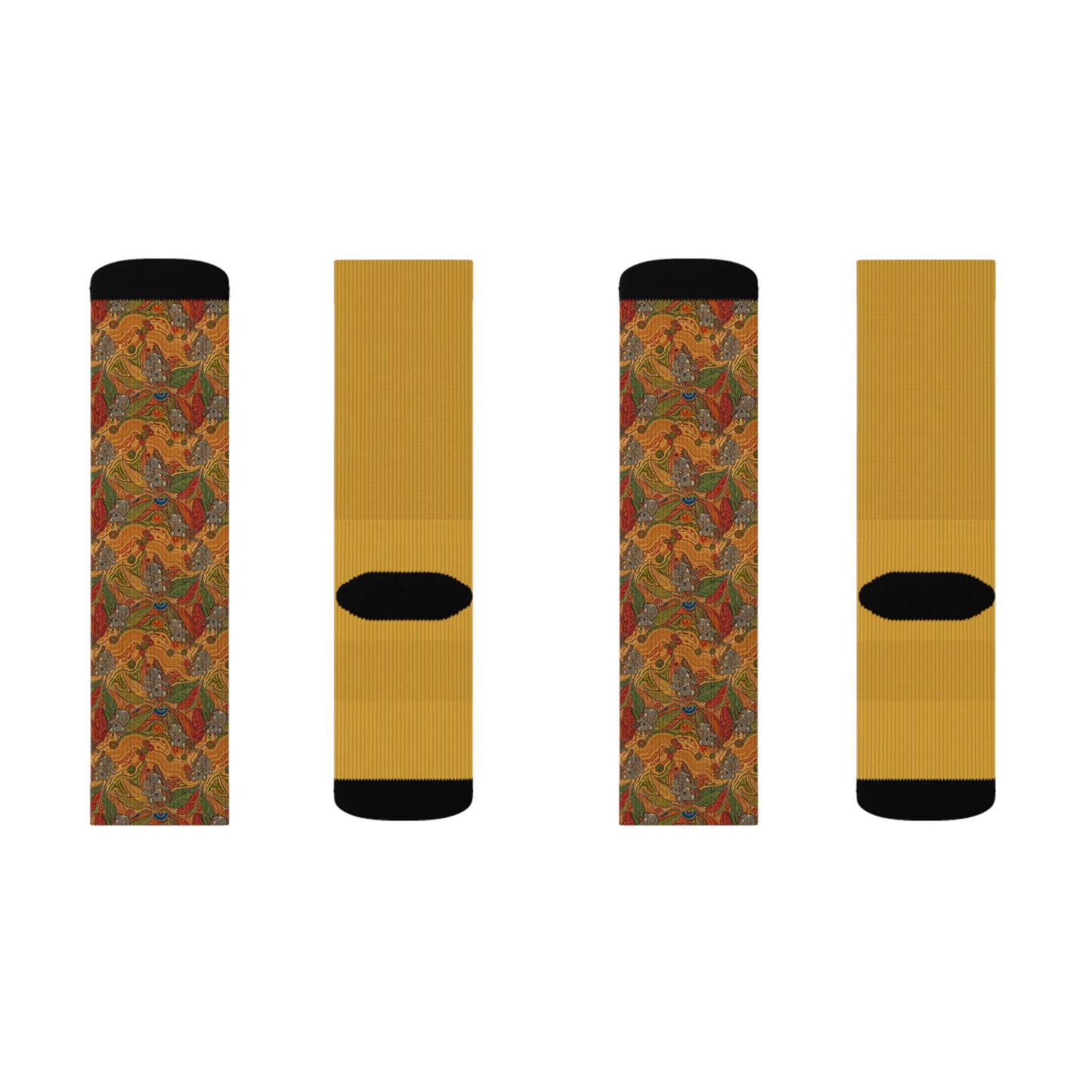 Autumn Leaves Sublimation Socks — Fall Pattern Crew Socks