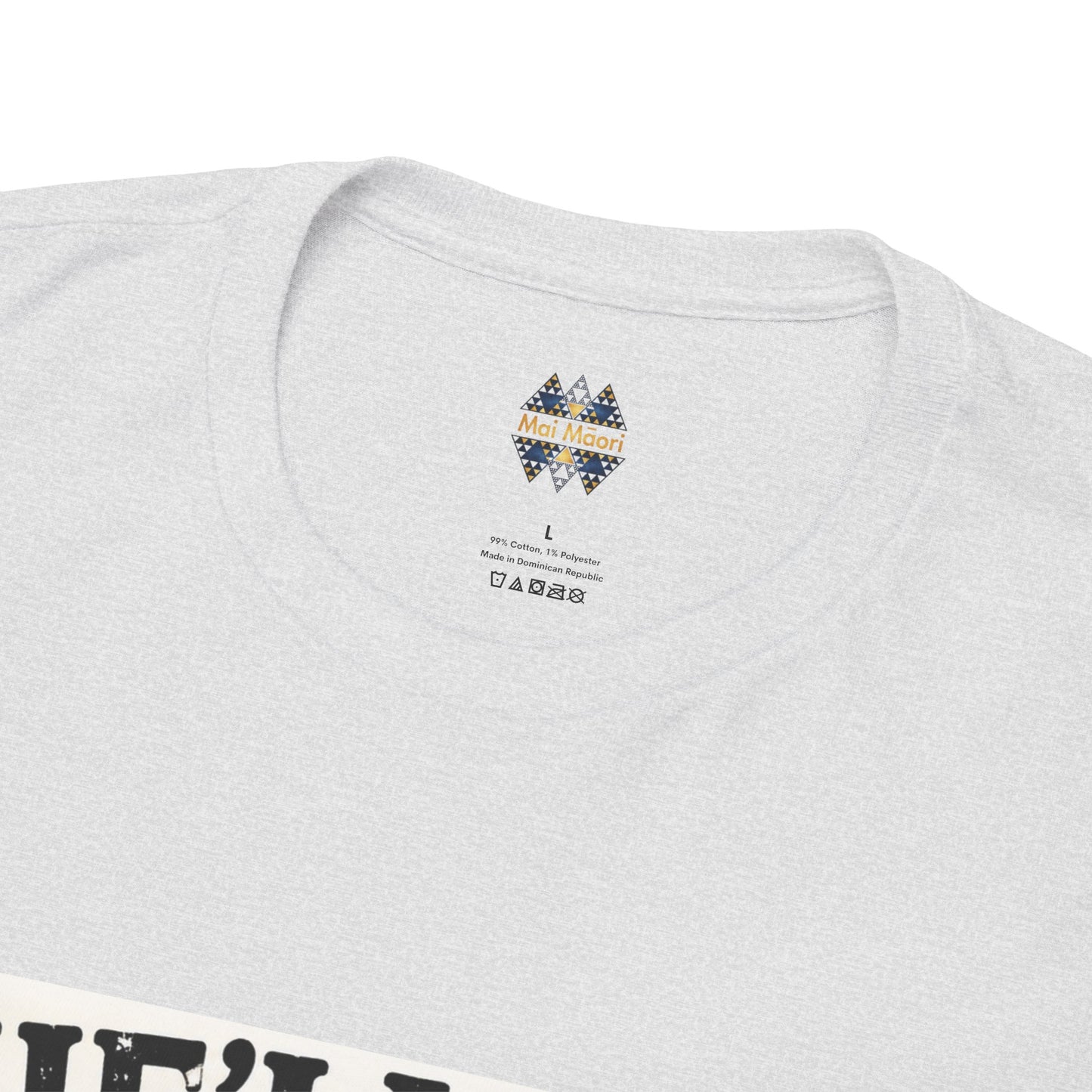 Light gray heather crewneck T-shirt back with small diamond logo near the collar.