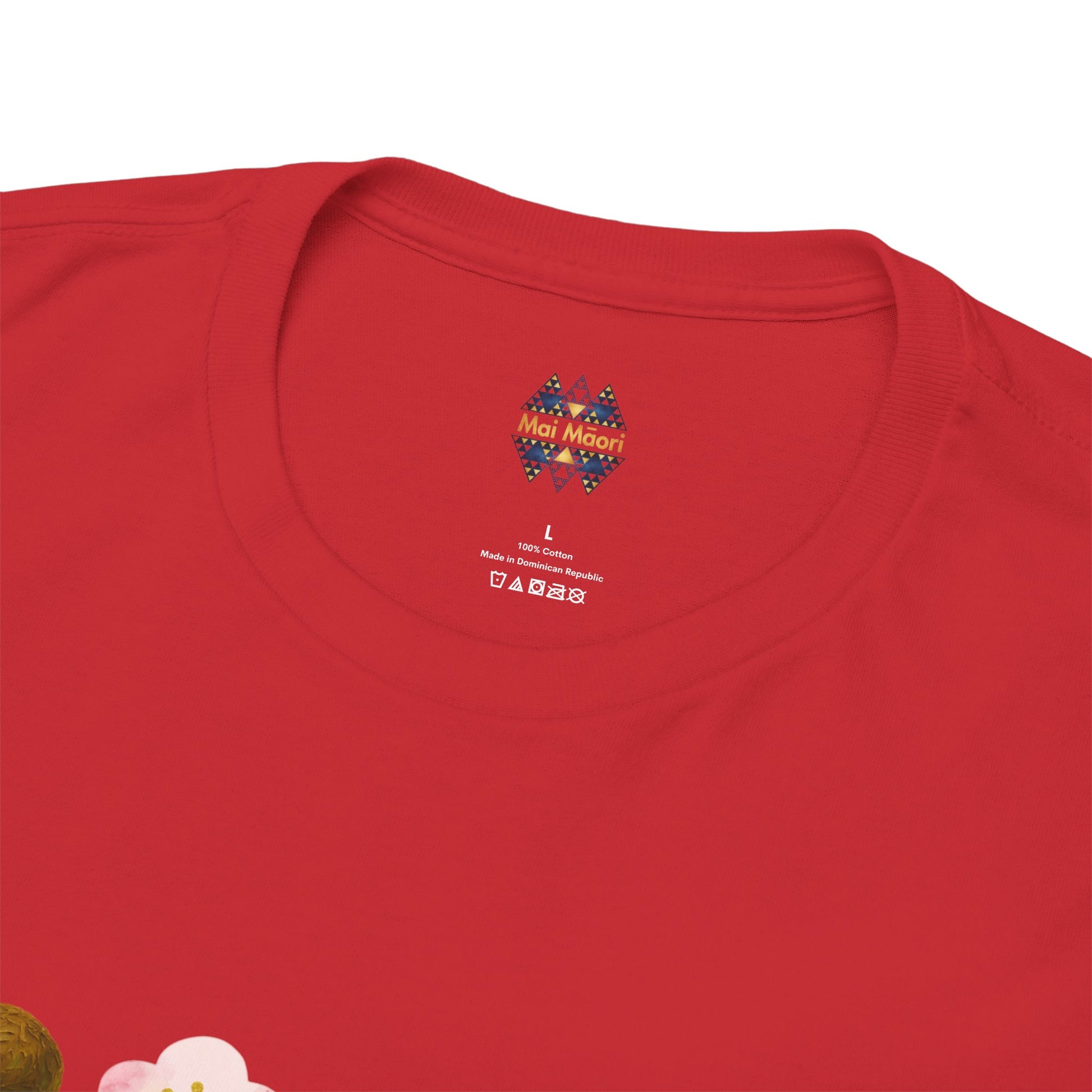 Kiwiana t-shirt in red, small chest logo print under crew neckline