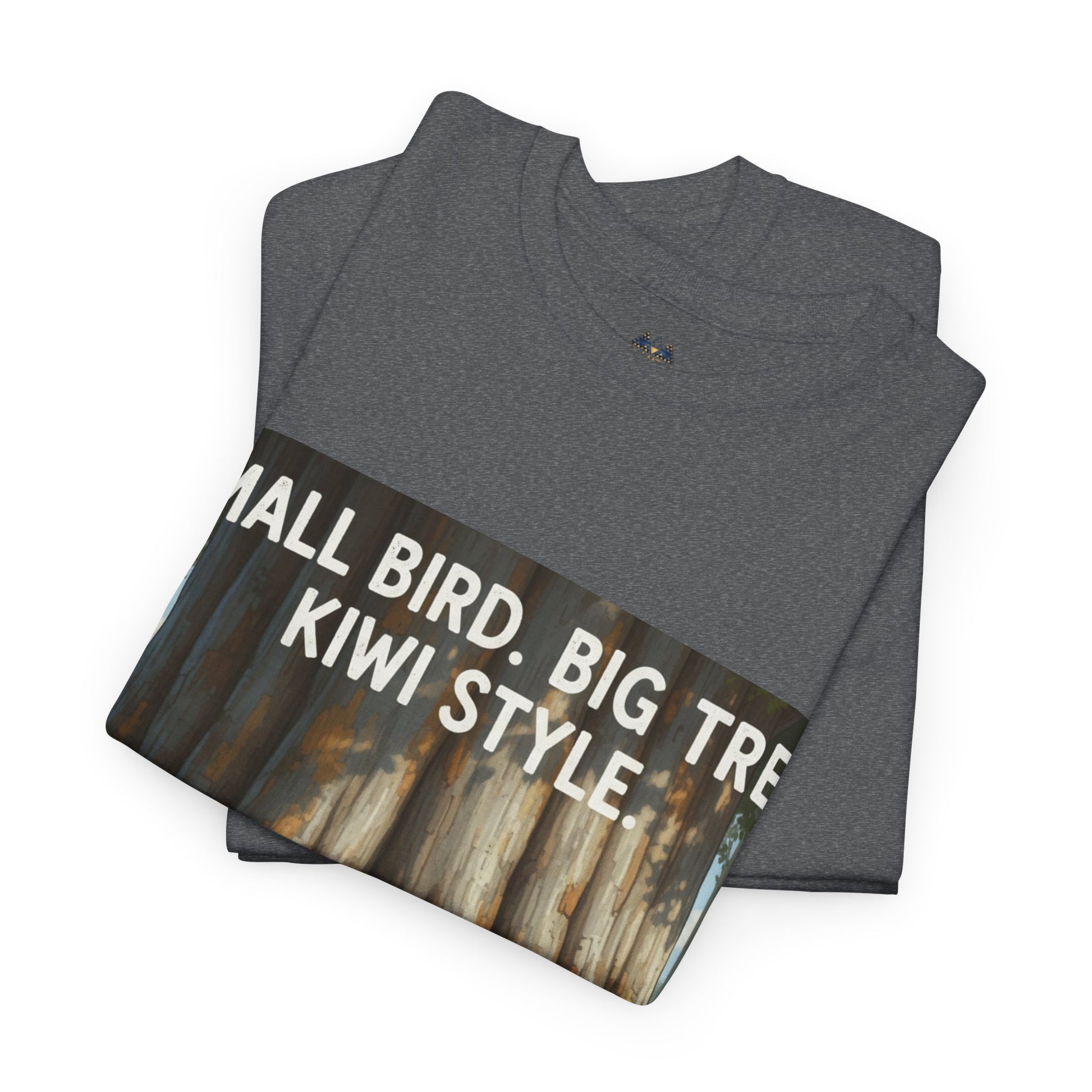 Dark gray kids graphic T-shirt with front forest scene print and slogan