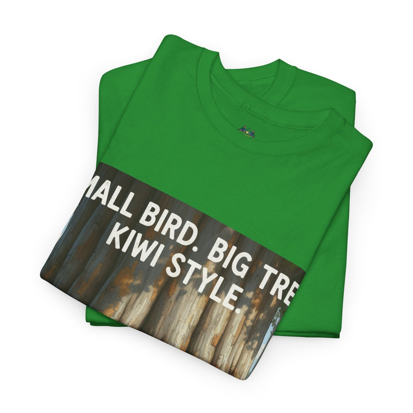Graphic T-shirt in green with large slanted woodland text print