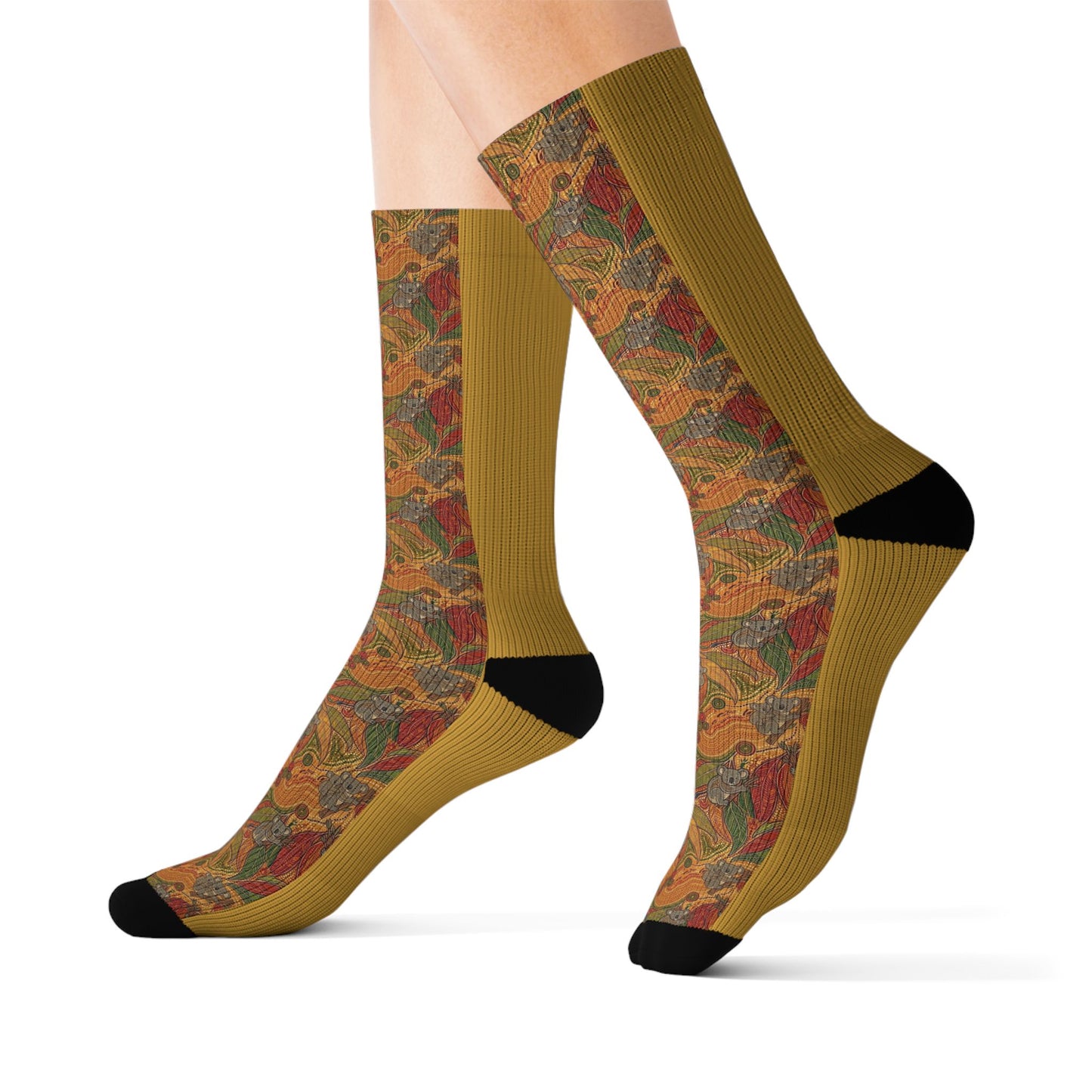 Autumn Leaves Sublimation Socks — Fall Pattern Crew Socks