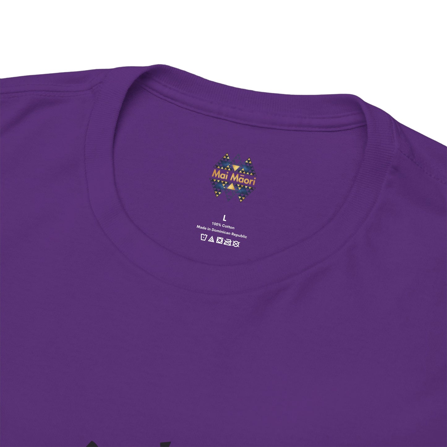 Purple T-shirt with small chest logo near the neckline